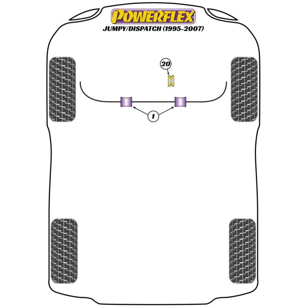 Powerflex Citroen Jumpy / Dispatch (1995 - 2007)    Boccola di supporto motore posteriore inferiore - Motore diesel Fig.20 (1) PFF50-306R - immagine 2