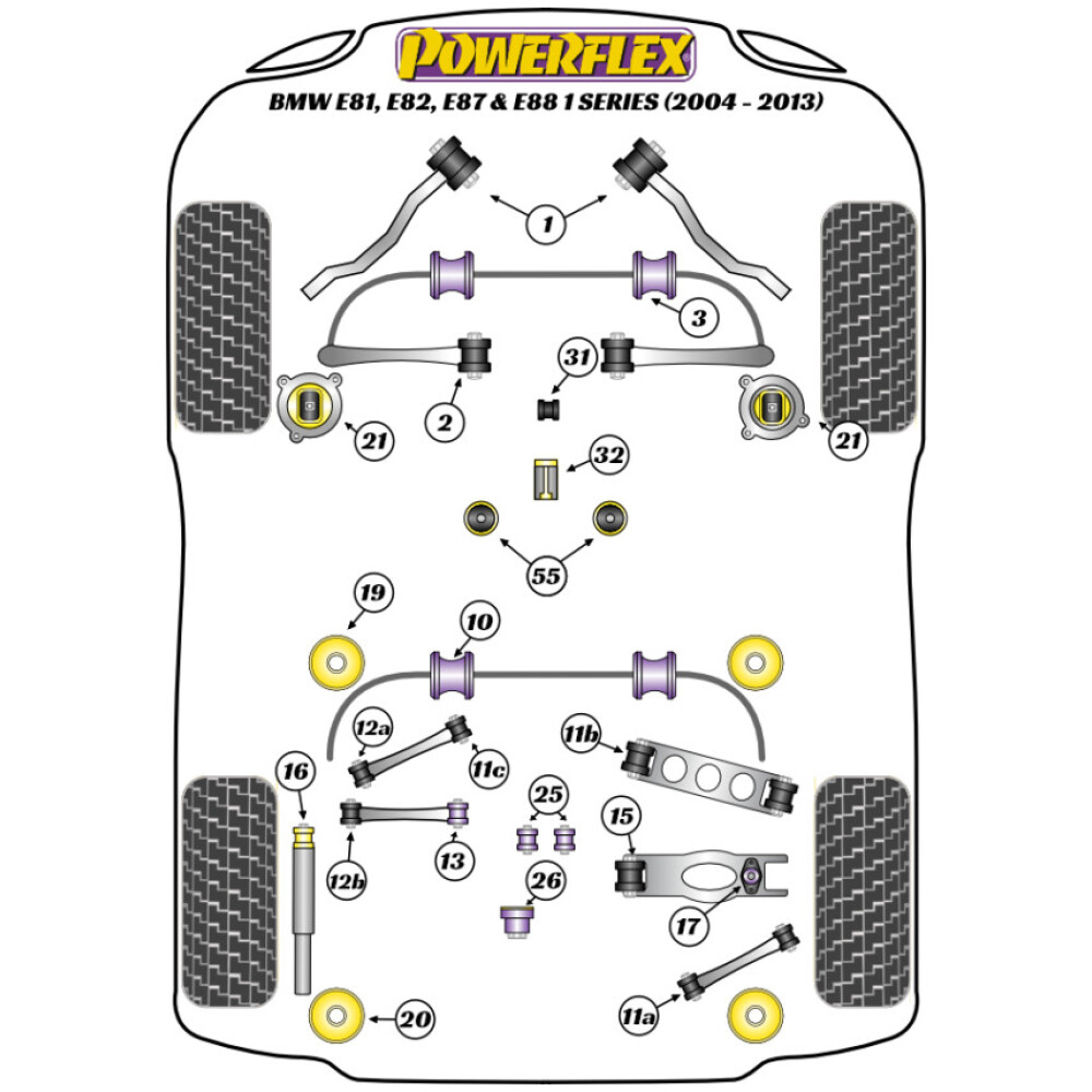 Powerflex BMW Serie 1 E81, E82, E87 & E88 (2004 - 2013)   Boccola posteriore del braccio del cambio Fig.32 (1) PFF5-4632 - immagine 2