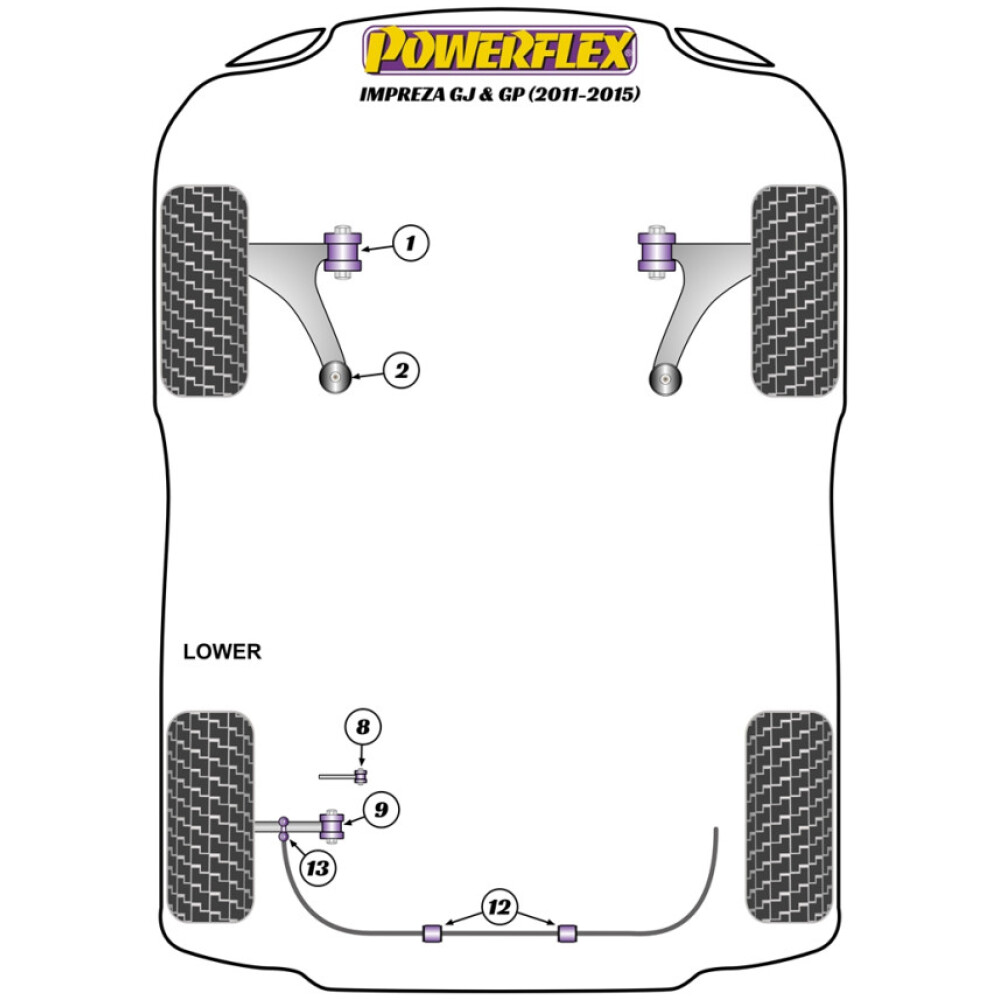 Powerflex Subaru  Impreza GJ & GP (2011-2015)   Boccola di montaggio posteriore del differenziale posteriore Fig.16 (2) PFR69-516 - immagine 2