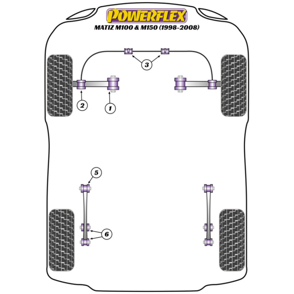 Powerflex Chevrolet Matiz M100 & M150 (1998-2008)    Boccola interna del braccio di controllo della traiettoria anteriore Fig.1 (2) PFF73-201 - immagine 2