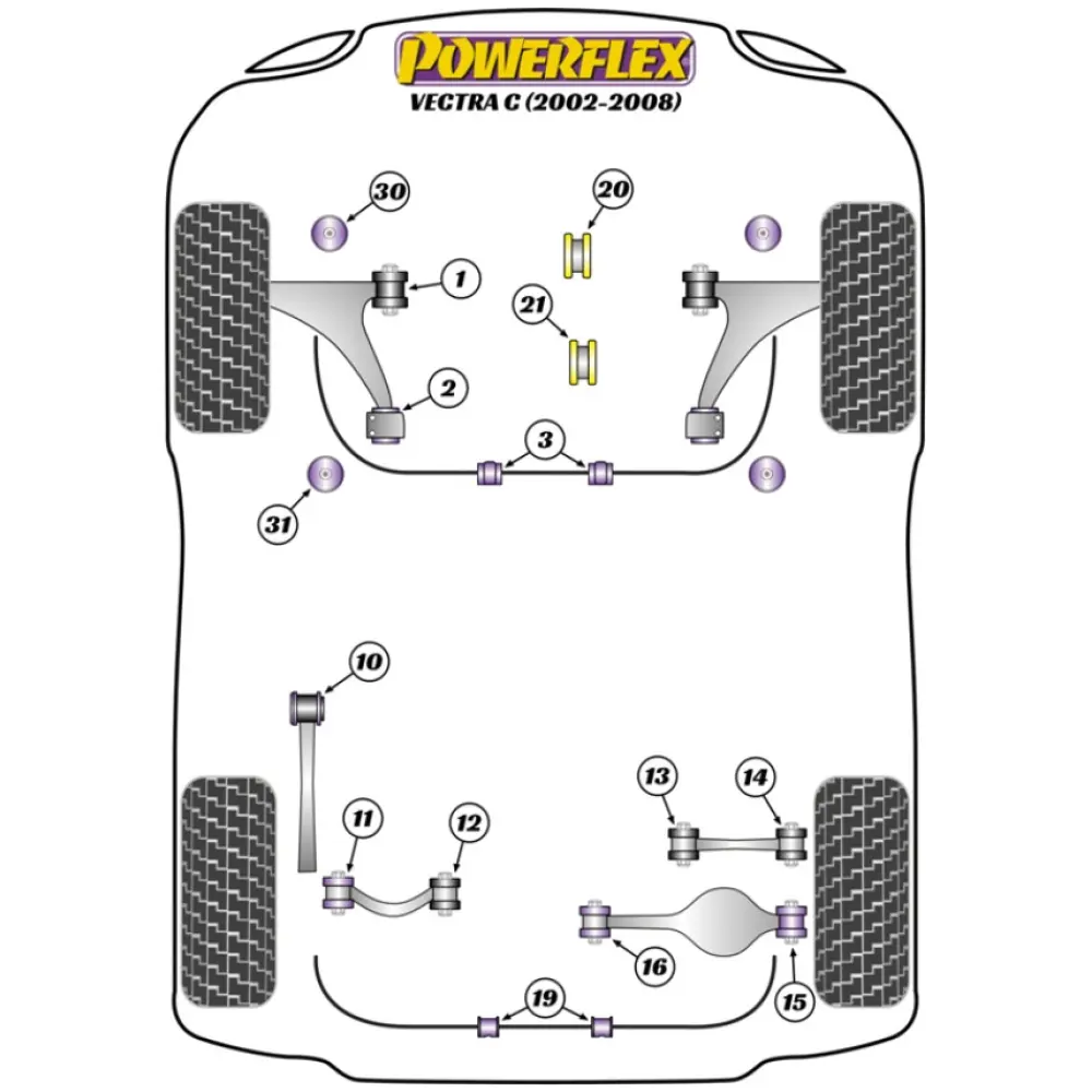 Powerflex Vauxhall / Opel Vectra C (2002-2008)    Inserto supporto motore inferiore posteriore Fig.21 (1) PFF80-1220 - immagine 2