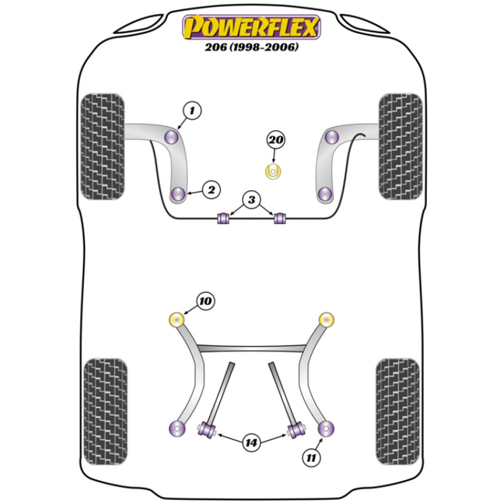 Powerflex Peugeot 206 (1998-2006)    Boccola posteriore trave posteriore Inserto Fig.11 (2) PFR50-413 - immagine 2