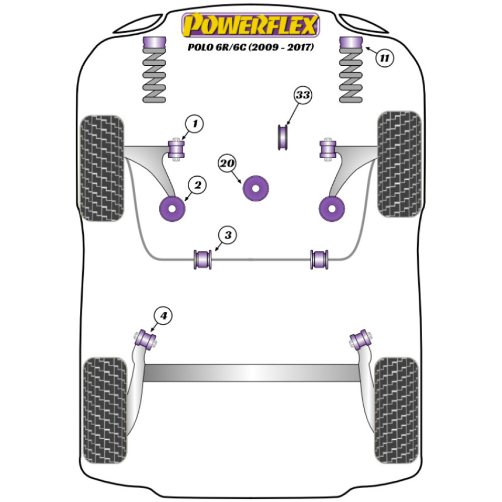 Powerflex Volkswagen  Polo MK5 6R/6C (2009 - 2017)   Boccola grande supporto motore inferiore (Diesel standard) Fig.20 (1) PFF85-620R - immagine 2