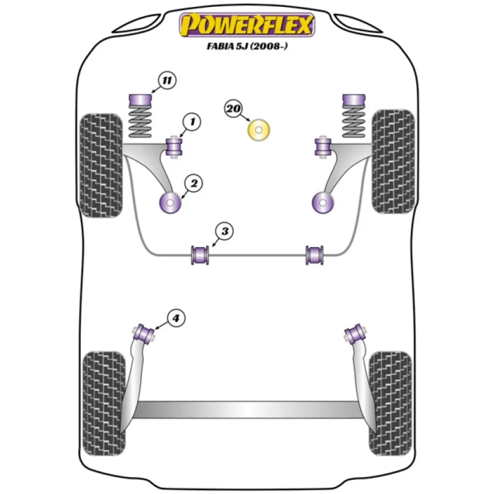 Powerflex Skoda  Fabia 5J (2008 - 2014)   Boccola grande del supporto motore inferiore (regolata/tracciata) Fig.20 (1) PFF85-620P - immagine 2