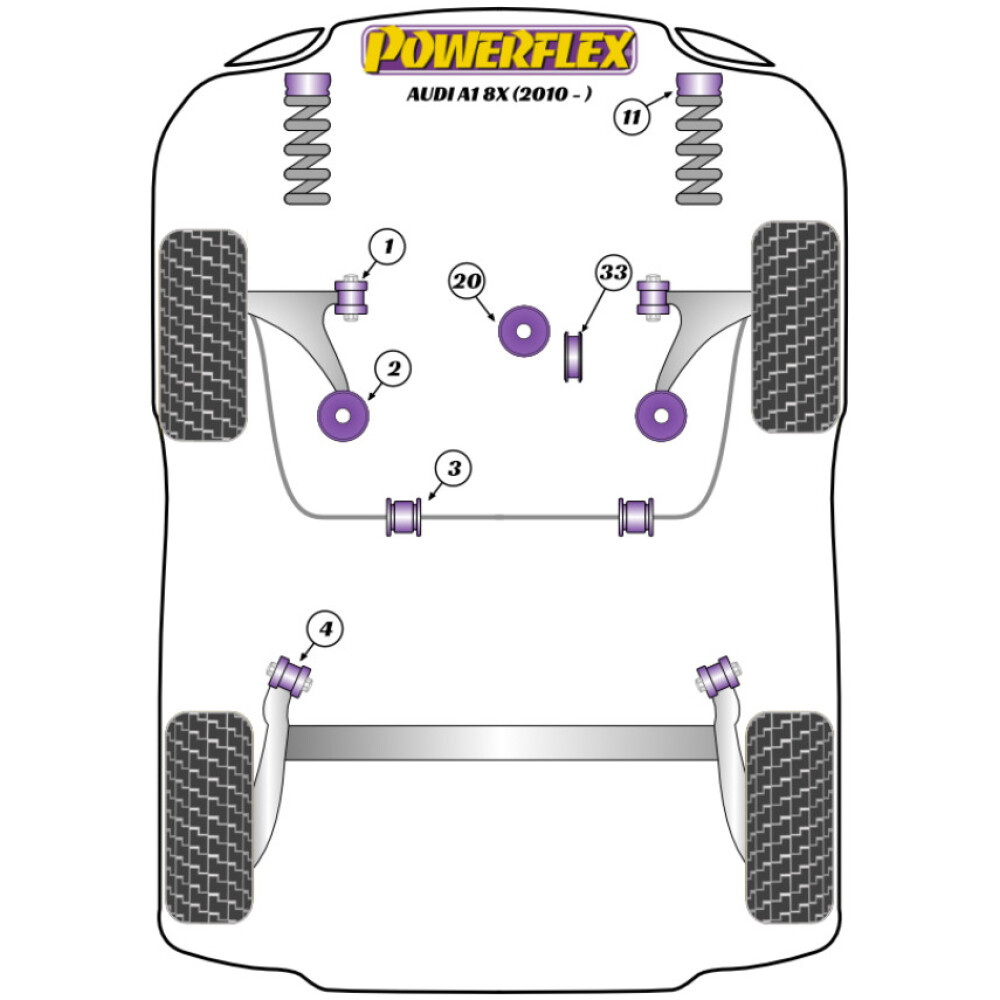 Powerflex Audi  A1 8X (2010 - 2018)   Boccola di montaggio superiore del montante anteriore Fig.11 (2) PFF85-430 - immagine 2