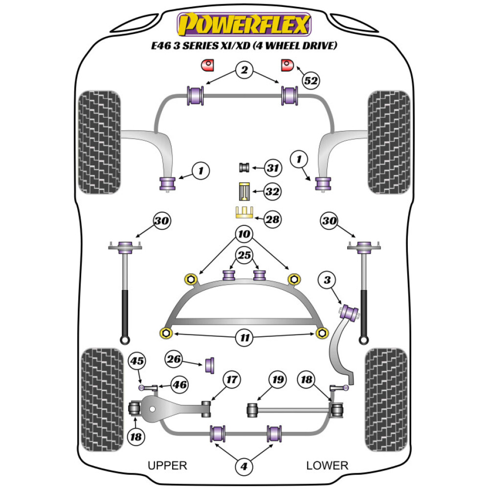 Powerflex BMW Serie 3  E46 Xi/XD (4wd)  Adattatore per piastra di sollevamento (1) PF5-4660 - immagine 2
