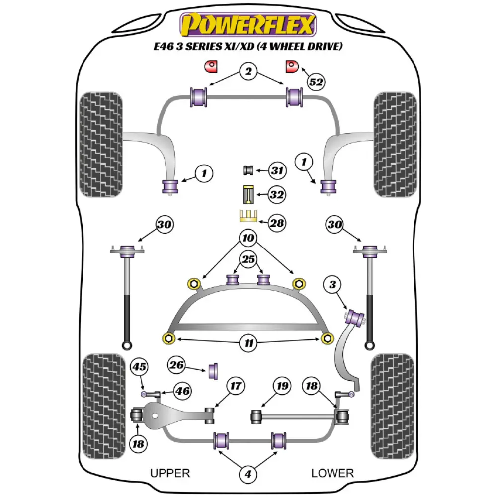 Powerflex BMW Serie 3  E46 Xi/XD (4wd)  Boccola esterna del braccio oscillante inferiore posteriore Fig.18 (2) PFR5-4618 - immagine 2