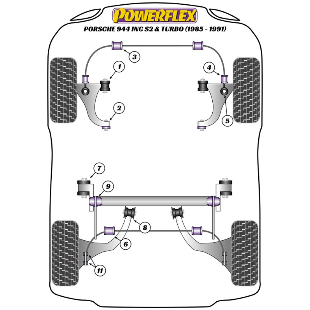 Powerflex Porsche 944 incl. S2 & Turbo (1985 - 1991)    Boccola del collegamento di caduta posteriore Fig.11 (4) PFR57-211 - immagine 2