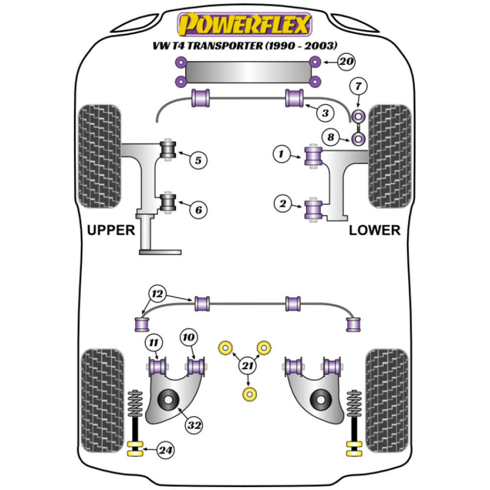Powerflex Volkswagen  T4 Transporter (1990 - 2003)   Boccola anteriore del braccio inferiore anteriore, dal 1997 Fig.1 (2) PFF85-1131 - immagine 2