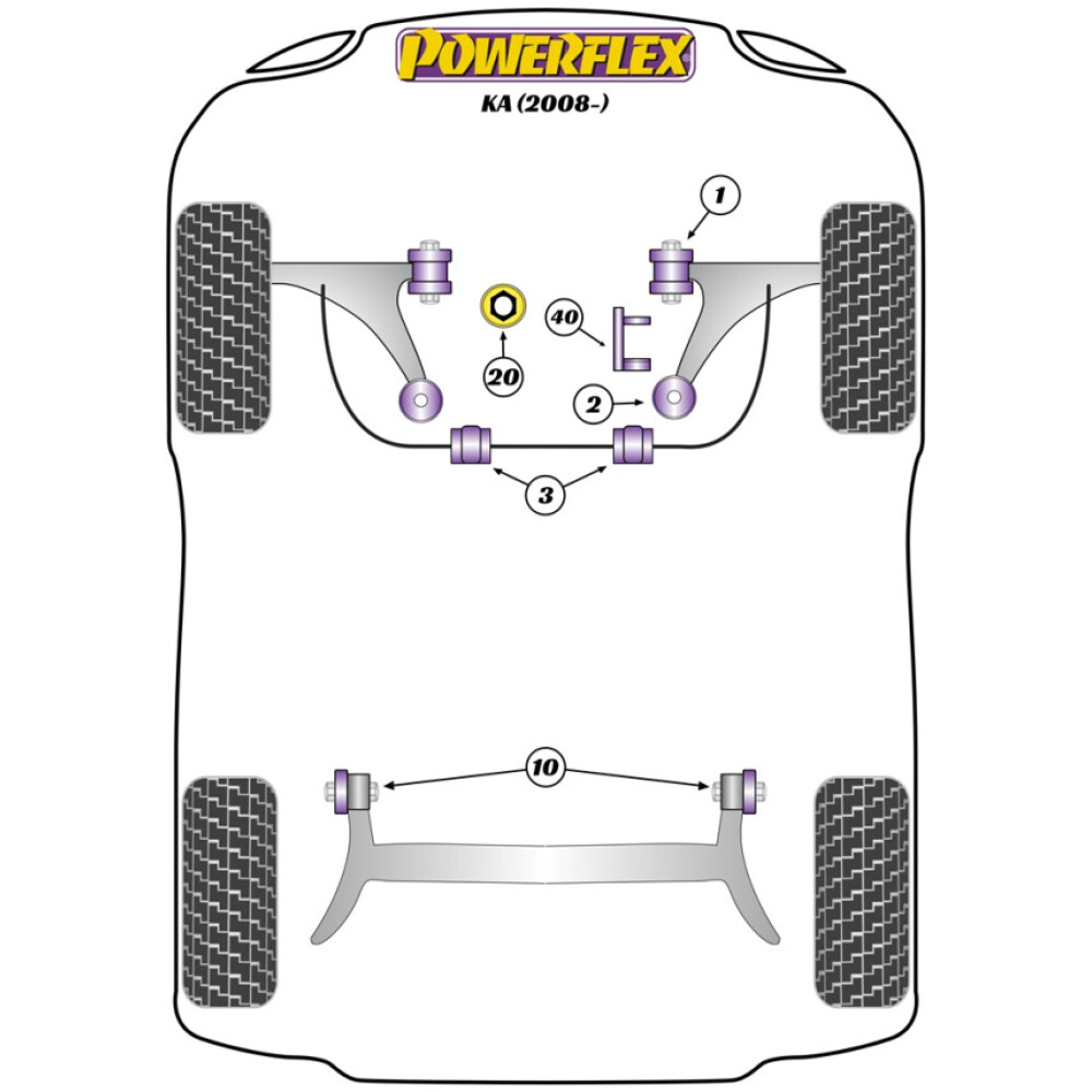 Powerflex Ford  KA (2008 - 2016)   Boccola di montaggio della trave posteriore Fig.10 (2) PFR16-510 - immagine 2
