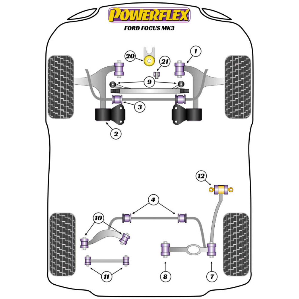 Powerflex Ford   Focus Mk3 (2011-2018)  Boccola piccola del supporto motore inferiore Fig.21 (1) PFF19-1221 - immagine 2