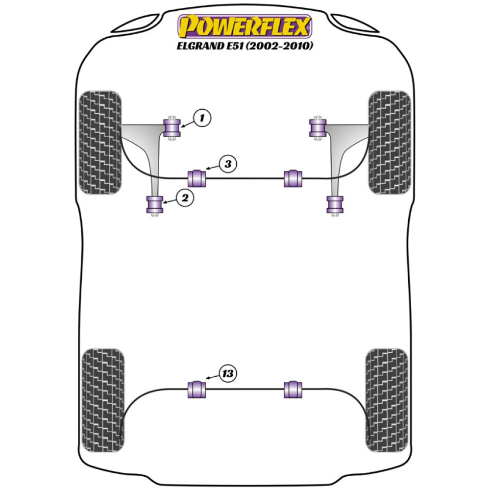 Powerflex Nissan Elgrand E51 (2002 - 2010)    Boccola posteriore braccio anteriore Fig.2 (2) PFF46-602 - immagine 2