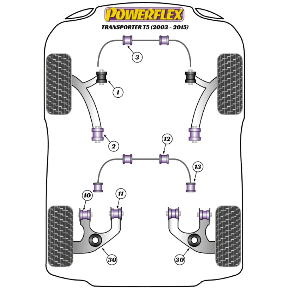 Powerflex Volkswagen  T5 Transporter incl. 4Motion (2003-2015)   Boccola interna del braccio posteriore Fig.11 (2) PFR85-1311 - immagine 2