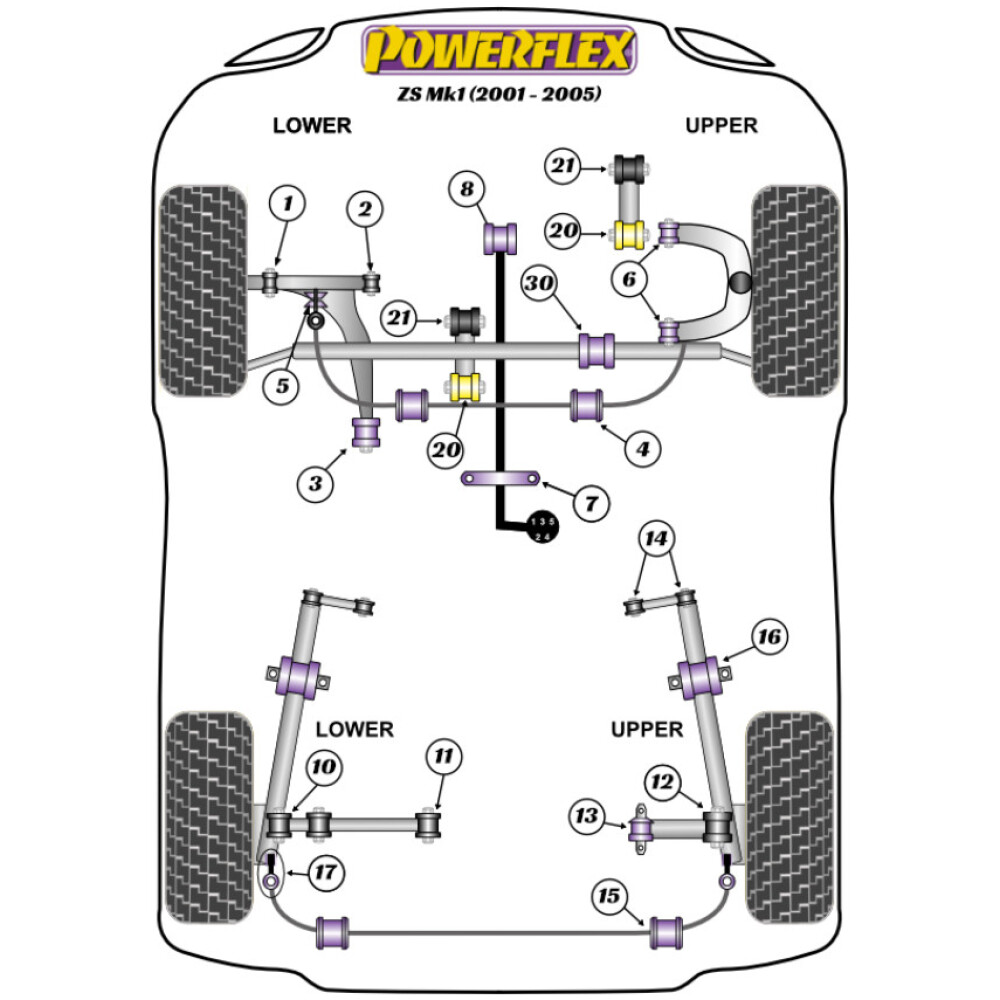 Powerflex MG ZS Mk1 (2001-2005)    Boccola esterna braccio inferiore posteriore 35mm Fig.10 (2) PFR42-610 - immagine 2
