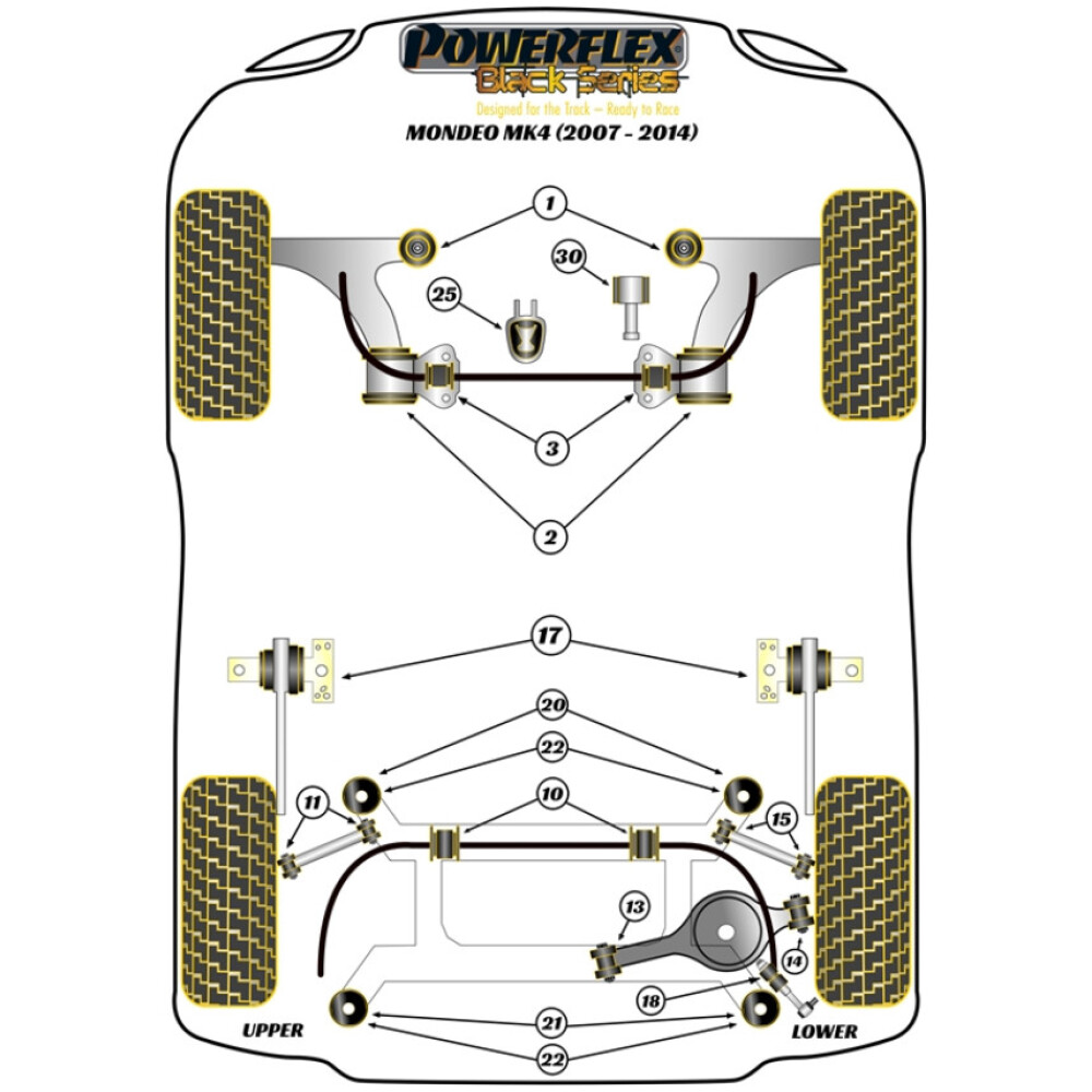 Powerflex Ford  Mondeo MK4 (2007 - 2014)   Boccola del braccio oscillante posteriore Fig.17 (2) PFR19-1917BLK - immagine 2
