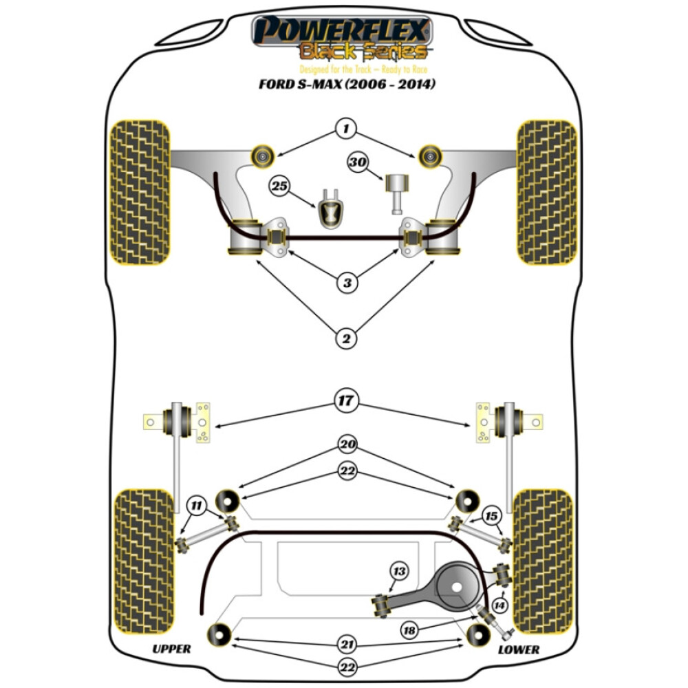 Powerflex Ford  S-Max MK1 (2006 - 2015)   Inserto supporto motore inferiore Fig.25 (1) PFF19-1925BLK - immagine 2