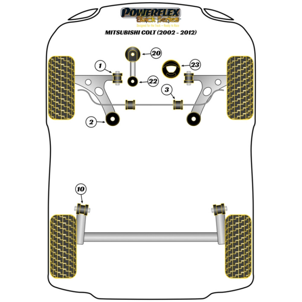 Powerflex Mitsubishi Colt (2002 - 2012)    Boccola trave posteriore Fig.10 (2) PFR44-510BLK - immagine 2