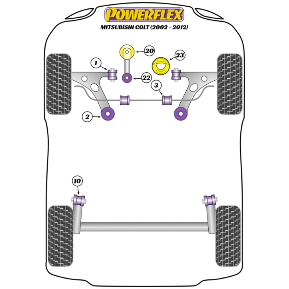 Powerflex Mitsubishi Colt (2002 - 2012)    Boccola trave posteriore Fig.10 (2) PFR44-510 - immagine 2