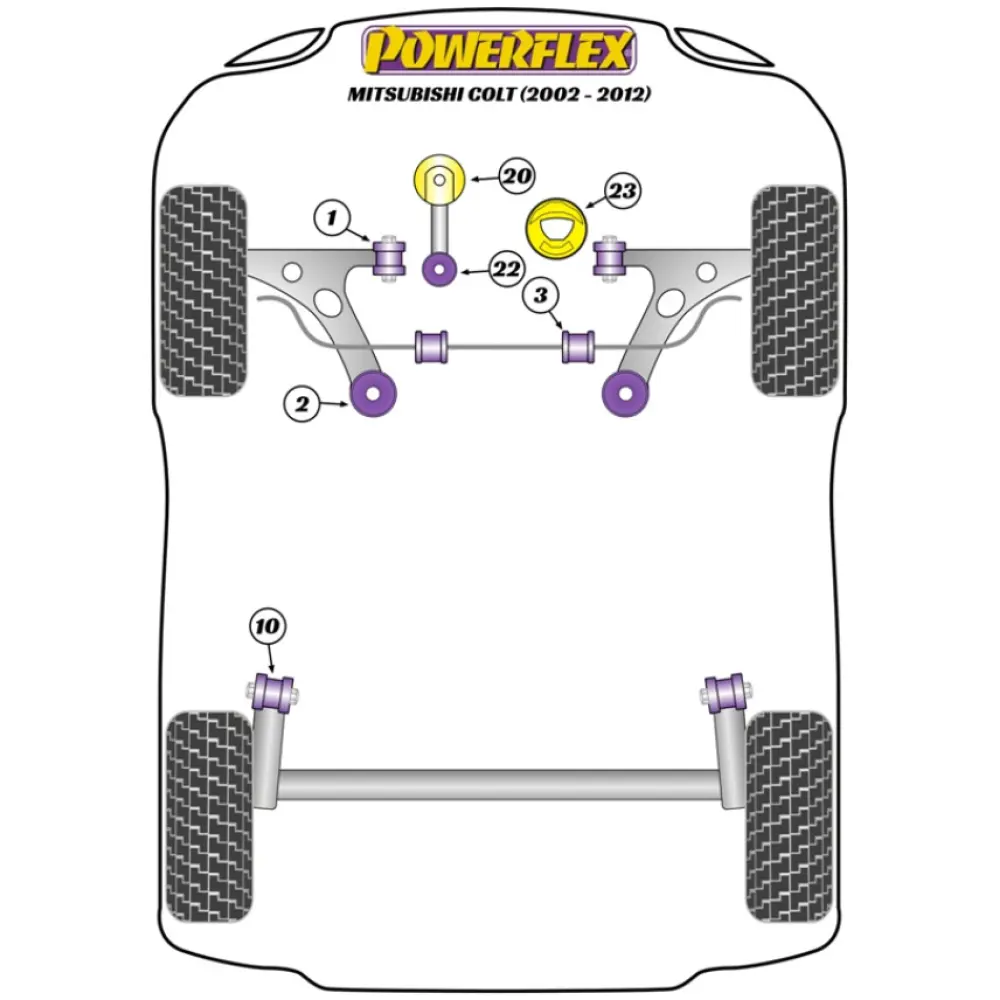 Powerflex Mitsubishi Colt (2002 - 2012)    Boccola piccola del supporto motore inferiore Fig.22 (1) PFF44-522 - immagine 2