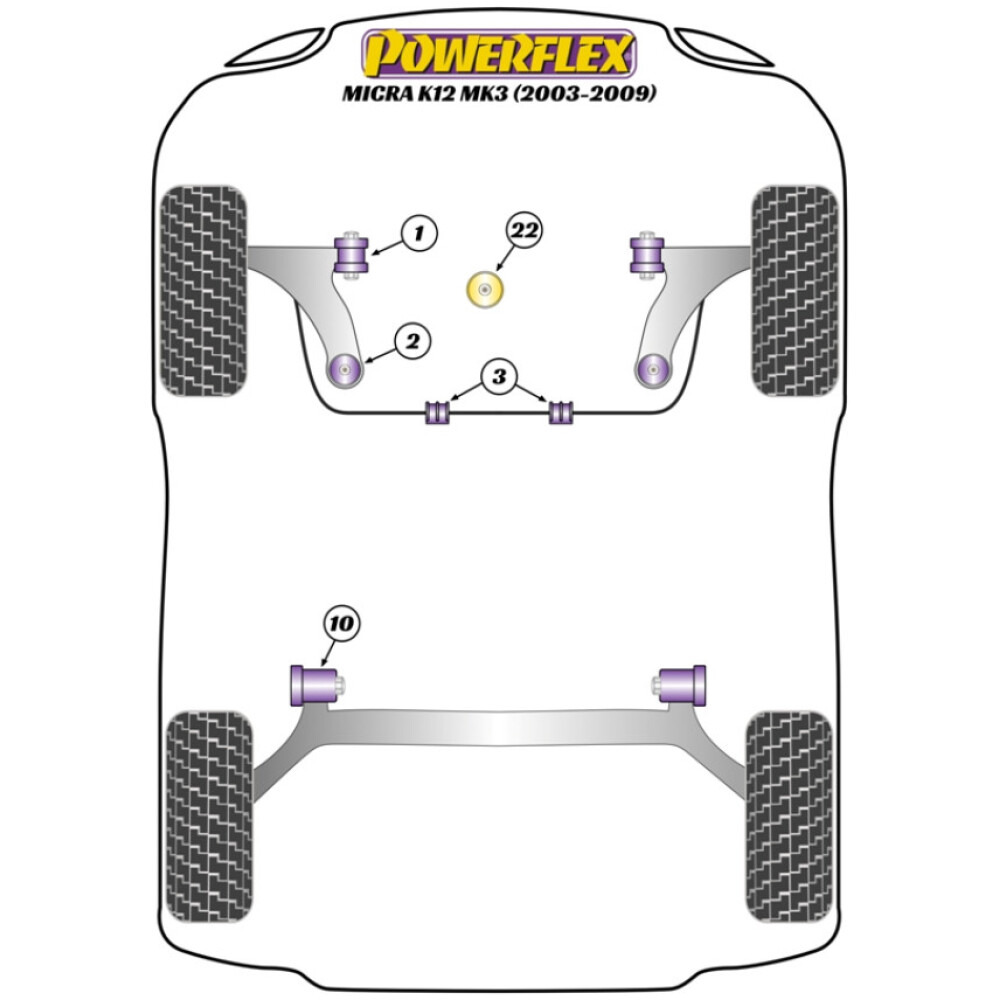 Powerflex Nissan Micra K12 - Gen3 (2003 - 2010)   Boccola di montaggio della trave posteriore Fig.10 (2) PFR60-810 - immagine 2