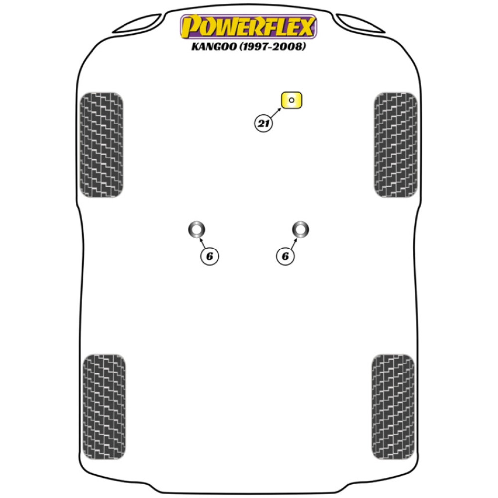 Powerflex Renault  Kangoo (1997-2008)   Kit di montaggio cremagliera sterzo SMI Fig.6 (1) PFF60-331 - immagine 2