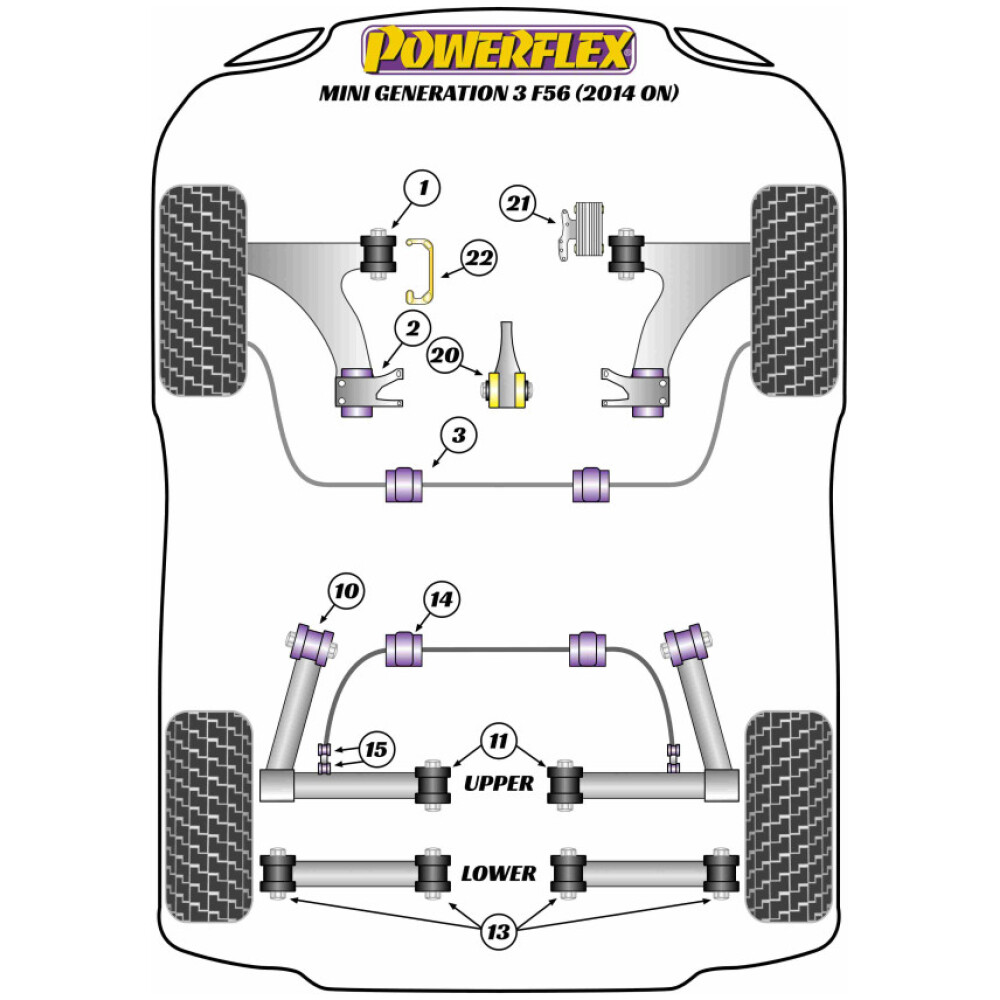 Powerflex Mini F55 / F56 Gen 3 (2014 in poi)    Supporto universale per scarico (1) EXH032 - immagine 2
