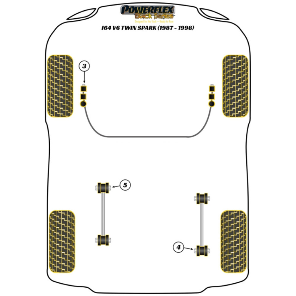 Powerflex Alfa Romeo 164 V6 & Twin Spark (1987 -1998)    Supporto del collegamento terminale della barra antirollio anteriore alla boccola del braccio Fig.3 (2) PFF1-603BLK - immagine 2
