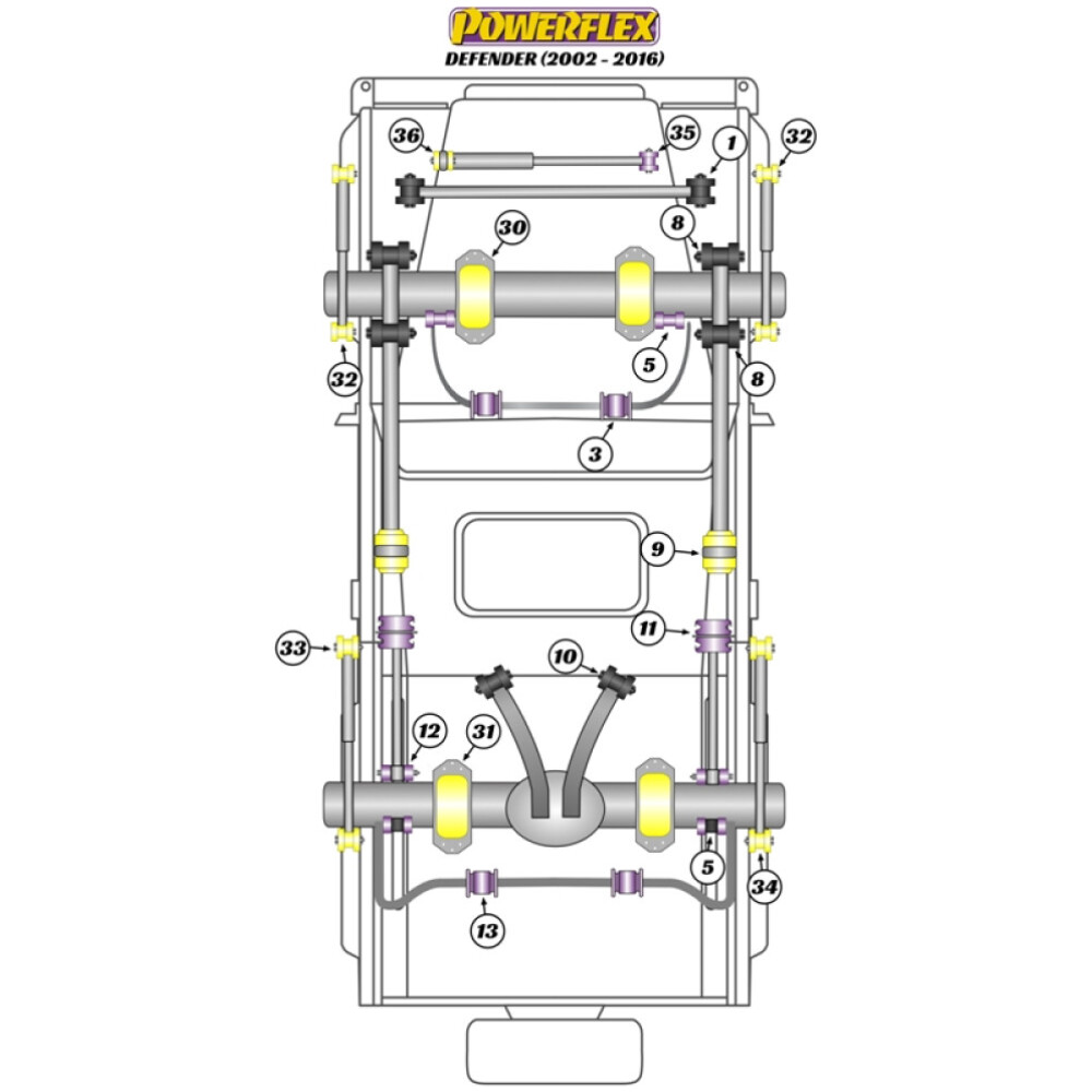 Powerflex Land Rover  Defender (2002 - 2016)   Tampone di fine corsa posteriore abbassato - 40 mm Fig.31 (2) PF32-130-40 - immagine 2