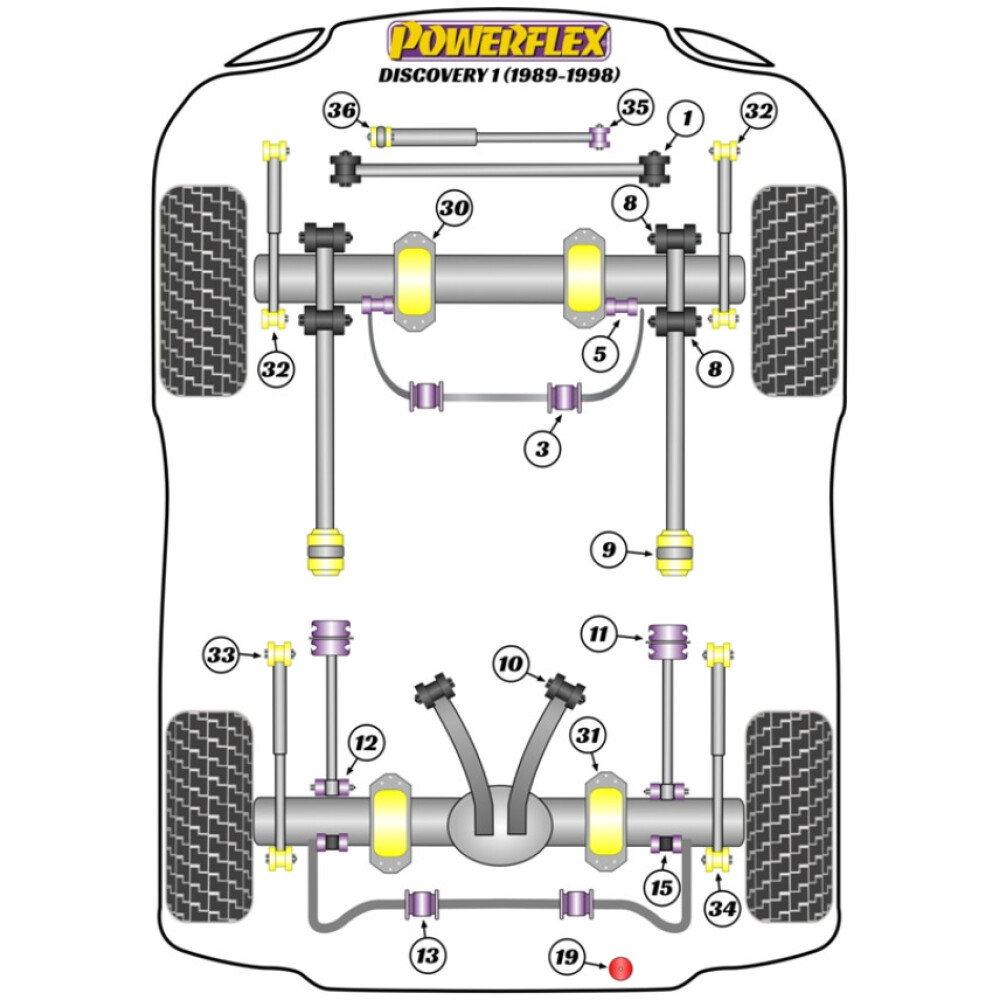 Powerflex Land Rover  Discovery 1 (1989-1998)   Tampone di fine corsa posteriore abbassato - 40 mm Fig.31 (2) PF32-130-40 - immagine 2