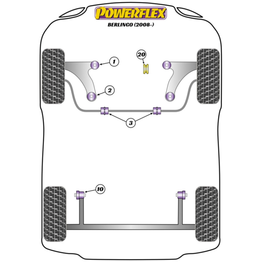 Powerflex Citroen  Berlingo II (2008-2018)   Perno guida di montaggio ruota PowerAlign (1) PF99-512-125 - immagine 2