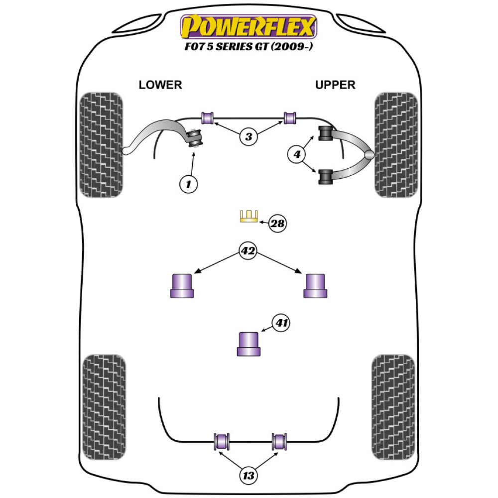Powerflex BMW Serie 5 F07 GT (2009 - 2016)   Boccola di inserimento della scatola di trasferimento (standard) Fig.28 (1) PFF5-4628 - immagine 2
