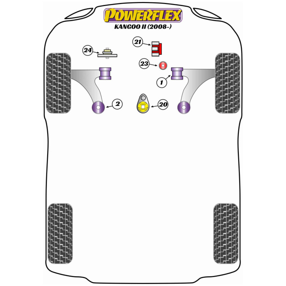 Powerflex Renault  Kangoo II (2008 - 2021)   Boccola di montaggio motore superiore destro Fig.23 (1) PFF60-523R - immagine 2