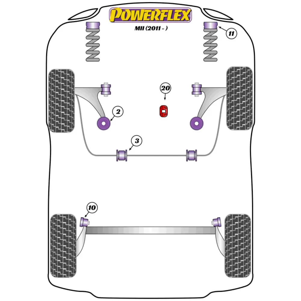 Powerflex Seat Mii (2011-)    Boccola anteriore del braccio oscillante anteriore 30mm Fig.1 (2) PFF85-201 - immagine 2
