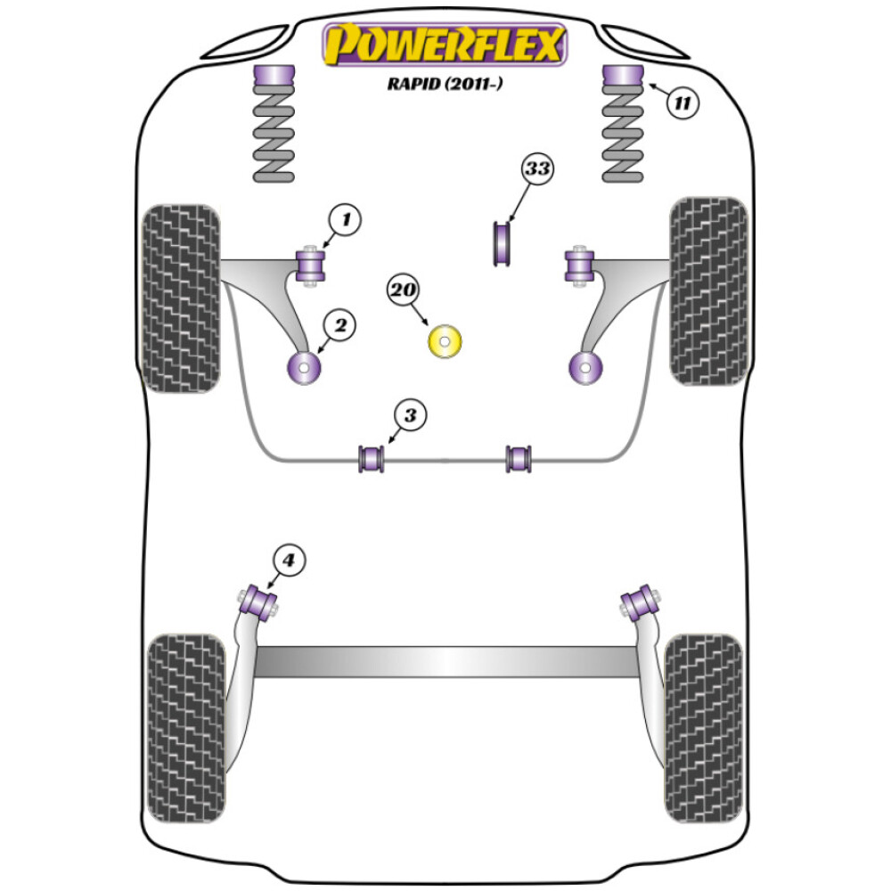Powerflex Skoda Rapid (2011- )    Boccola di montaggio della trave posteriore Fig.4 (2) PFR85-610 - immagine 2