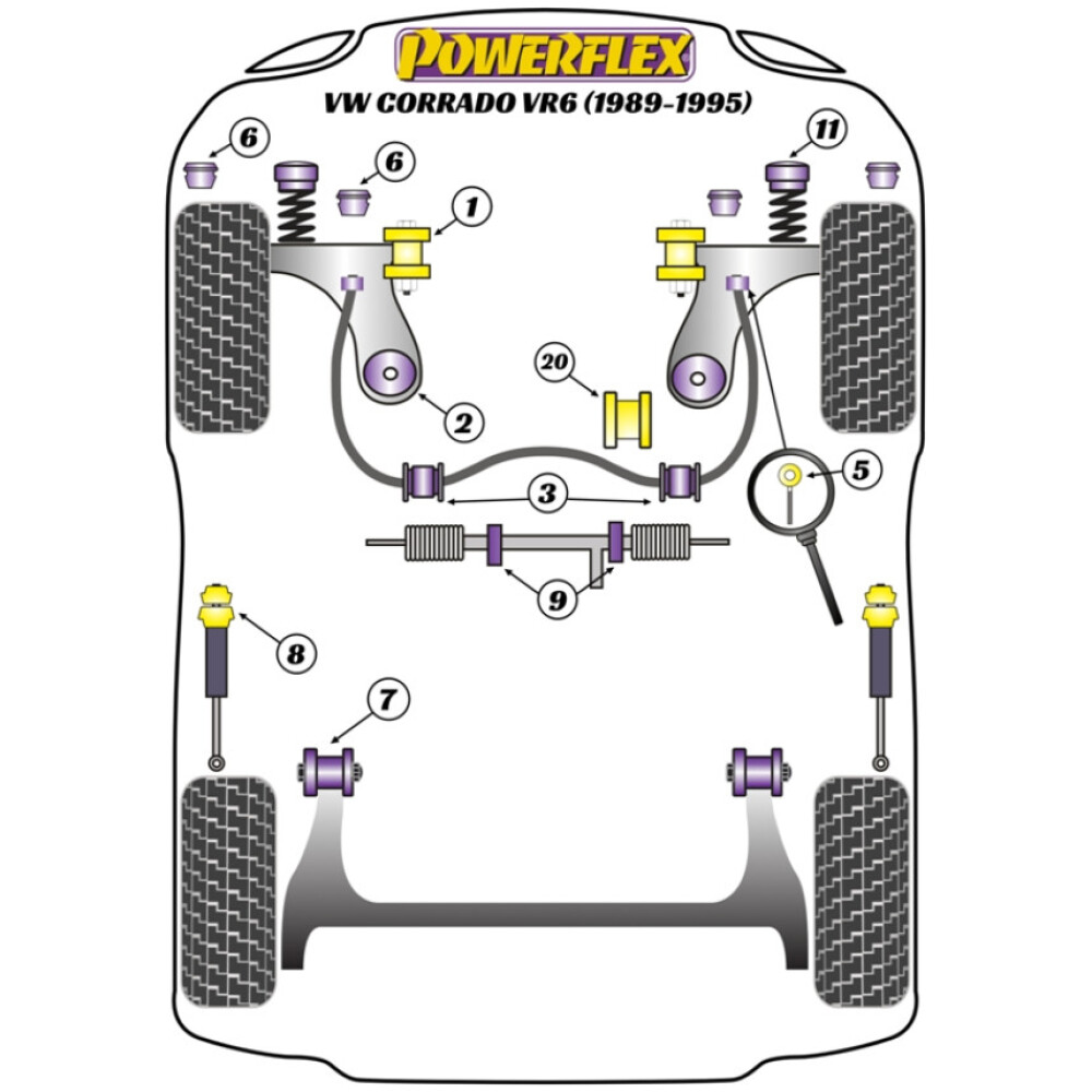 Powerflex Volkswagen  Corrado VR6 (1991- 1995)   Boccola anteriore a forcella anteriore 30mm Camber regolabile Fig.1 (2) PFF85-201G - immagine 2