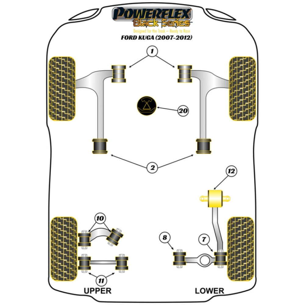Powerflex Ford Kuga (2007-2012) Boccola posteriore del braccio oscillante anteriore e offset caster Fig.2 (2) PFF19-1002GBLK 2 Powerflex Ford Kuga (2007-2012) Boccola posteriore del braccio oscillante anteriore e offset caster Fig.2 (2) PFF19-1002GBLK - immagine 2