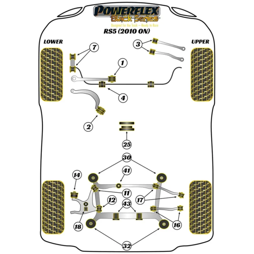 Powerflex Audi   RS5 (2010 - 2016)  Boccola posteriore del telaio ausiliario posteriore Fig.32 (2) PFR3-737BLK - immagine 2
