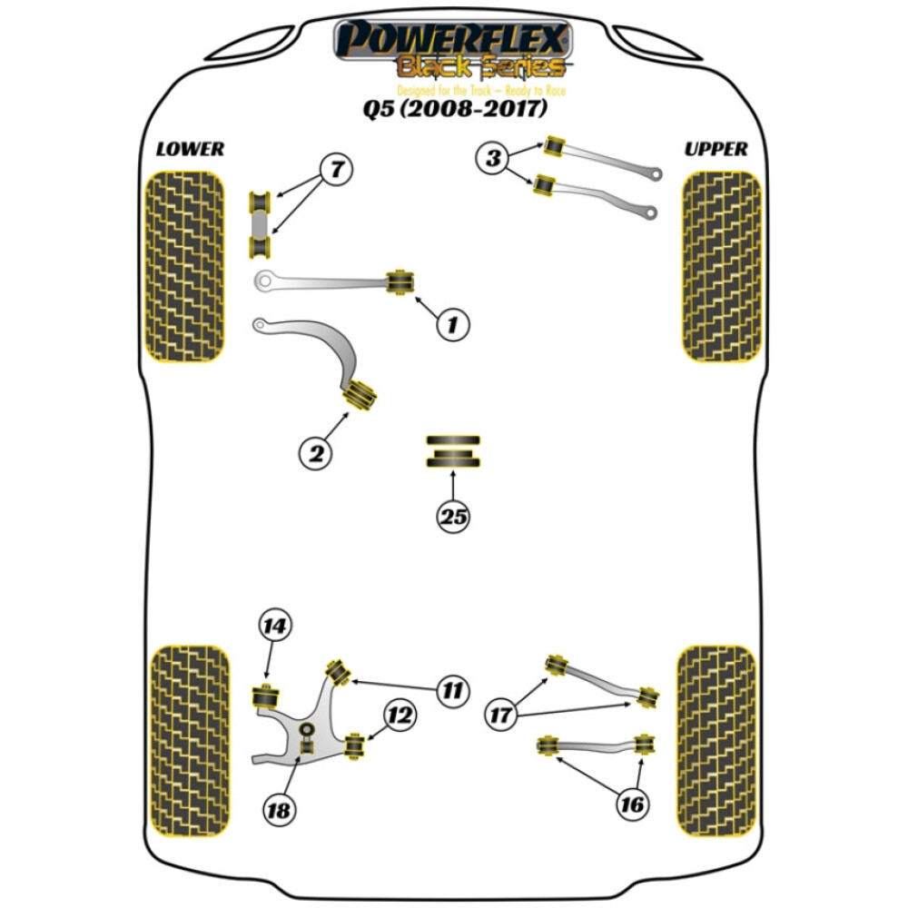 Powerflex Audi   Q5 (2008-2017)  Boccola esterna del braccio oscillante superiore posteriore Fig.16 (2) PFR3-716BLK - immagine 2