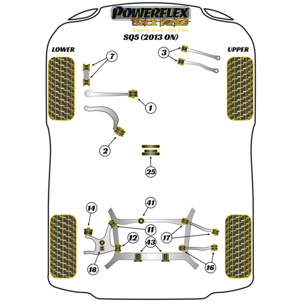 Powerflex Audi   SQ5 (2013 - 2017)  Boccola del braccio di controllo superiore anteriore - Regolazione campanatura Fig.3 (4) PFF3-203GBLK - immagine 2