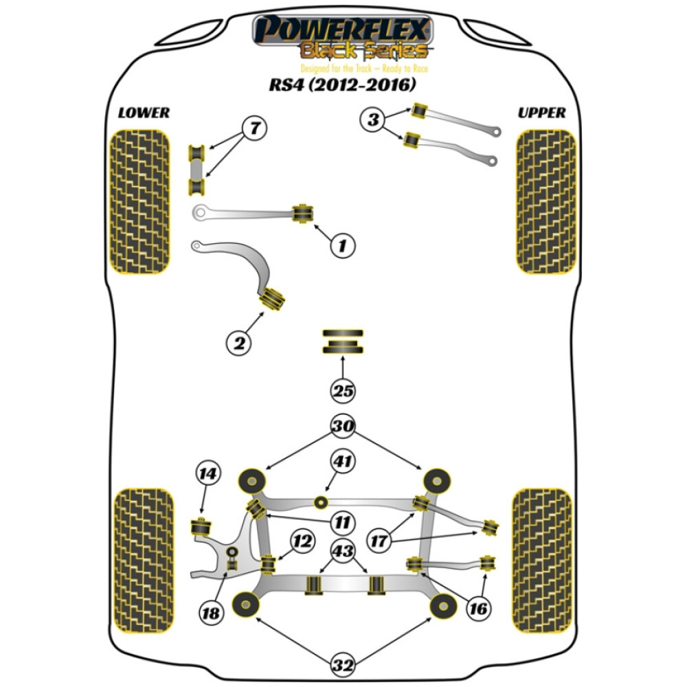 Powerflex Audi   RS4 (2012-2016)  Boccola anteriore del braccio inferiore posteriore Fig.11 (2) PFR3-711BLK - immagine 2