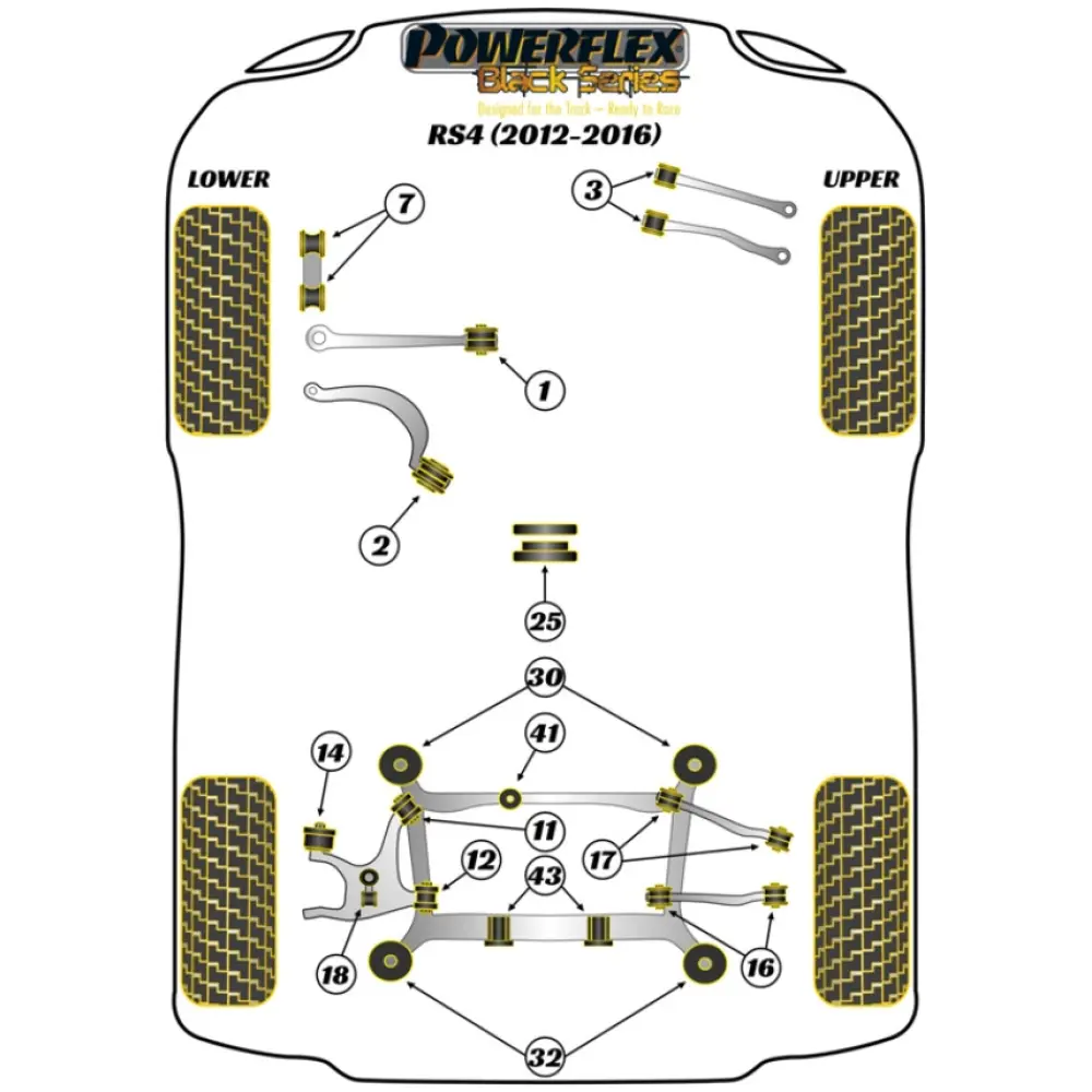 Powerflex Audi   RS4 (2012-2016)  Boccola posteriore differenziale posteriore Fig.43 (2) PFR3-743BLK - immagine 2