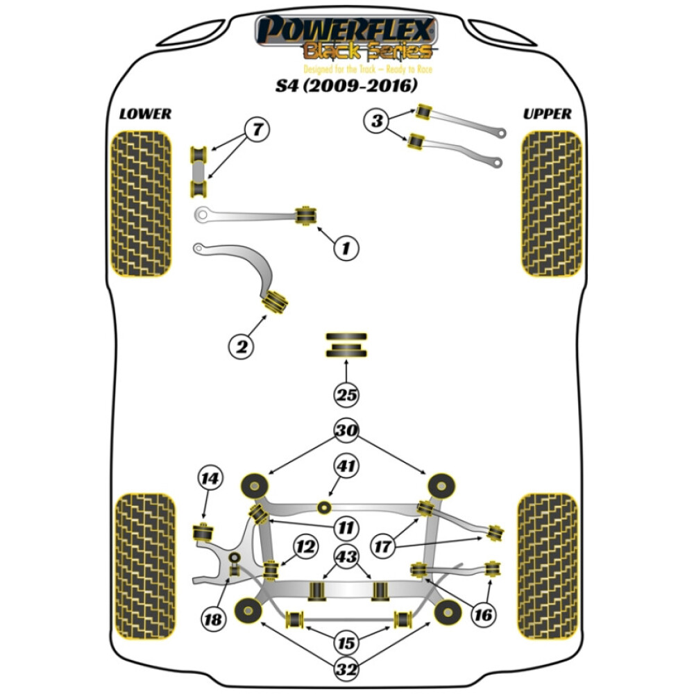 Powerflex Audi   S4 (2009-2016)  Inserto supporto trasmissione Fig.25 (1) PFF3-725BLK - immagine 2