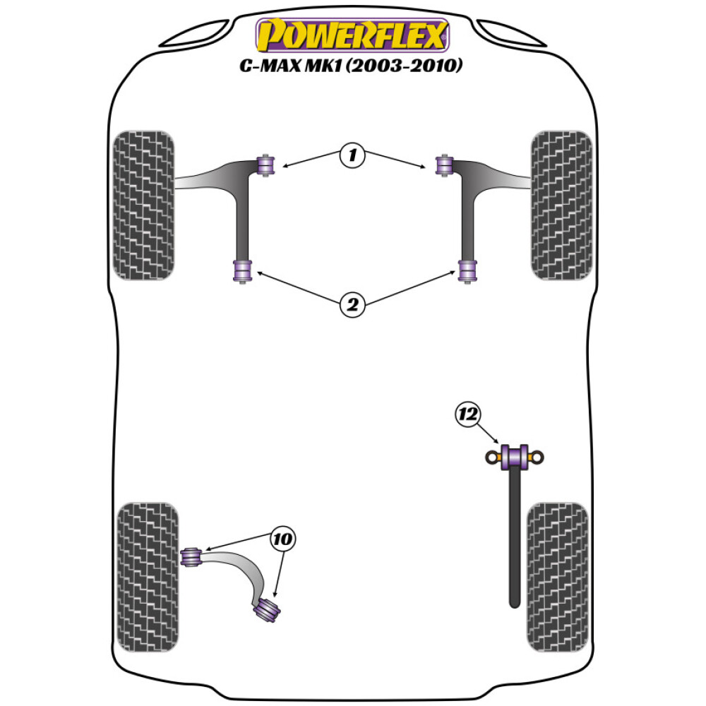 Powerflex Ford  C-Max MK1 (2003-2010)   Boccola del braccio di controllo superiore posteriore Fig.10 (4) PFR19-810 - immagine 2