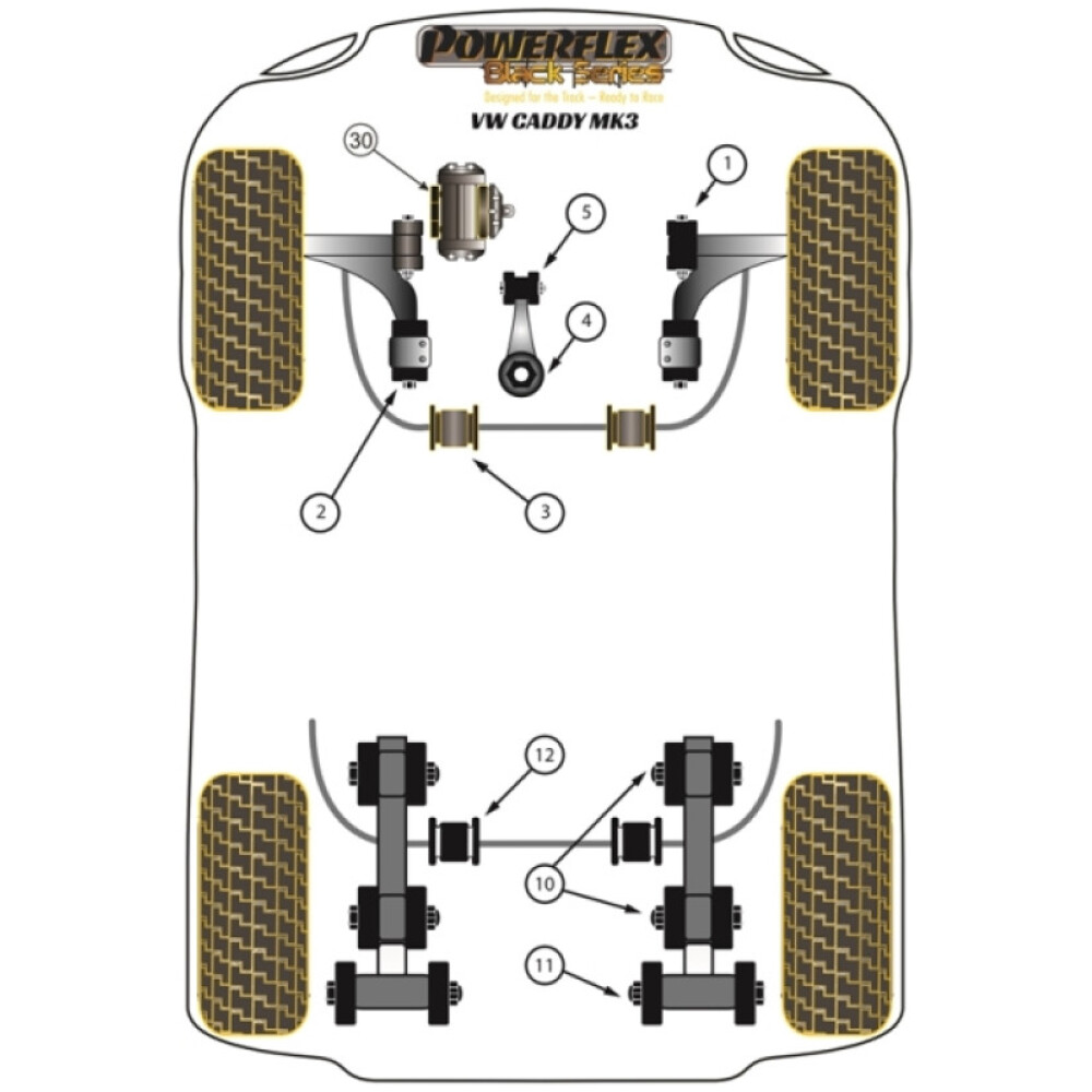 Powerflex Volkswagen  Caddy Mk3 Typ 2K (2004 - 06/2010)   Boccola di fissaggio del telaio della balestra posteriore Fig. 11 (2) PFR85-1510BLK - immagine 2