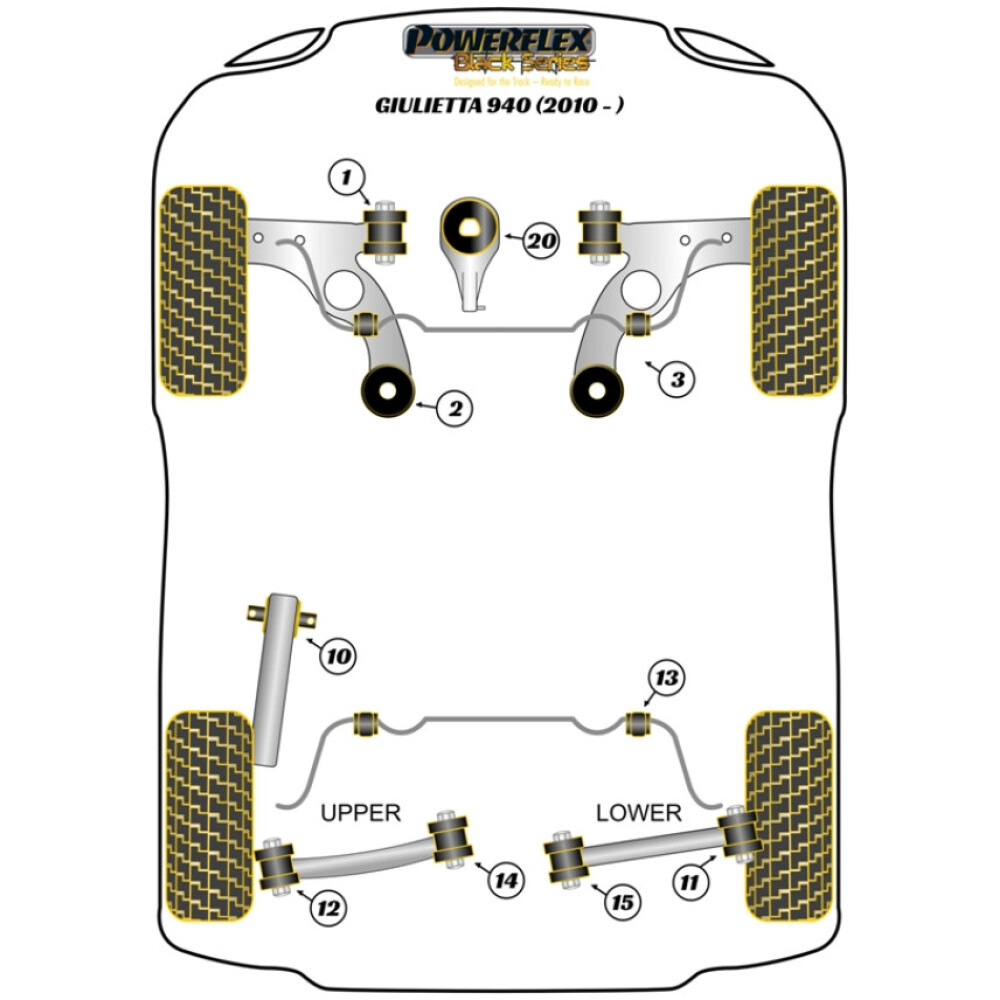 Powerflex Alfa Romeo Giulietta 940 (2010 -)    Braccio anteriore Boccola anteriore Camber regolabile Fig.1 (2) PFF1-1001GBLK - immagine 2