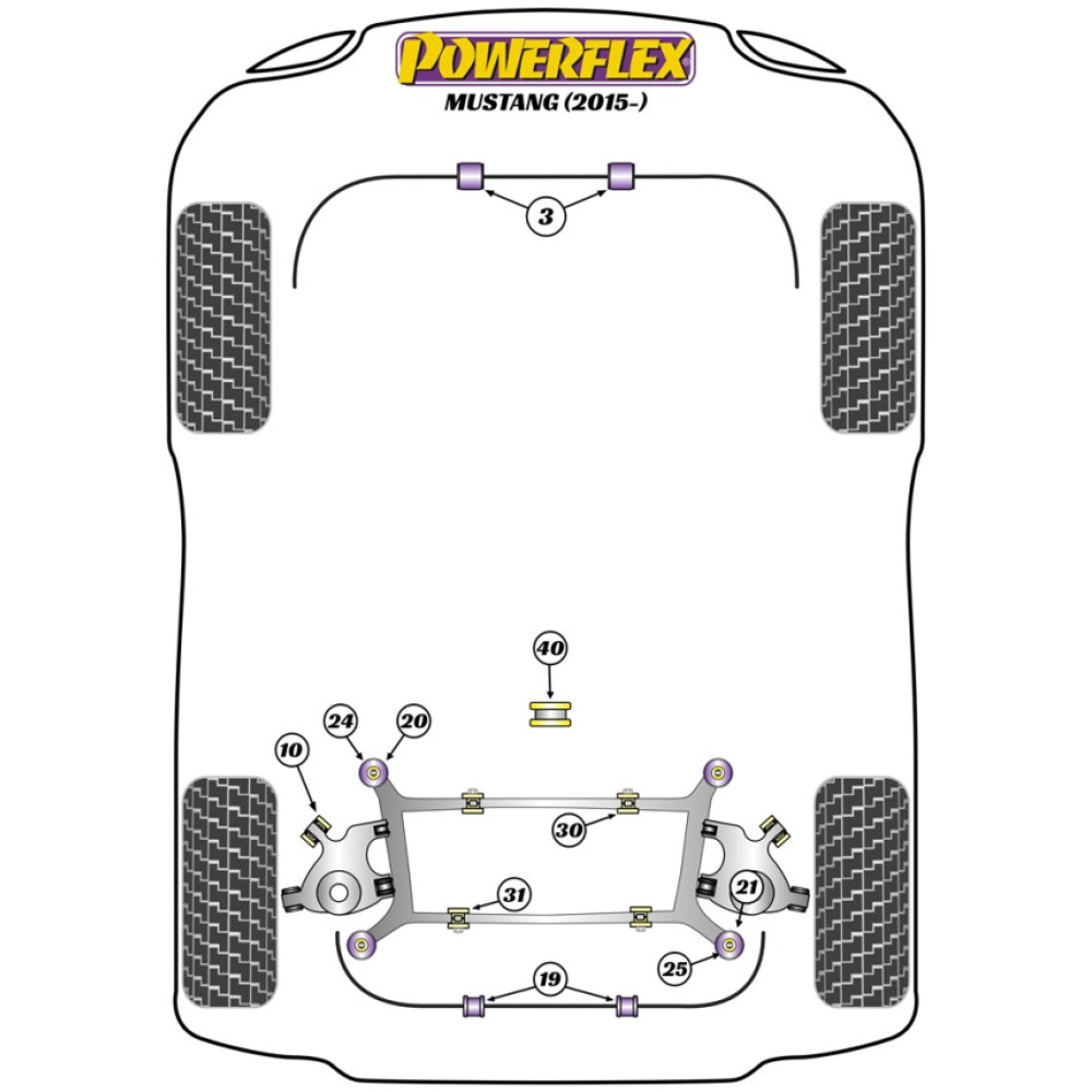 Powerflex Ford Mustang (2015-2023)    Boccola posteriore del telaio ausiliario posteriore Fig.21 (2) PFR19-1721 - immagine 2