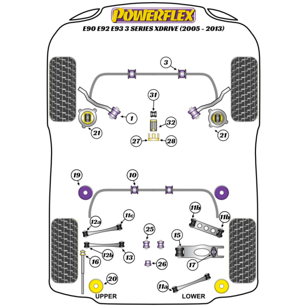 Powerflex BMW Serie 3  E9* xDrive  Boccola di inserimento della scatola di trasferimento (benzina) Fig.27 (1) PFF5-1526 - immagine 2