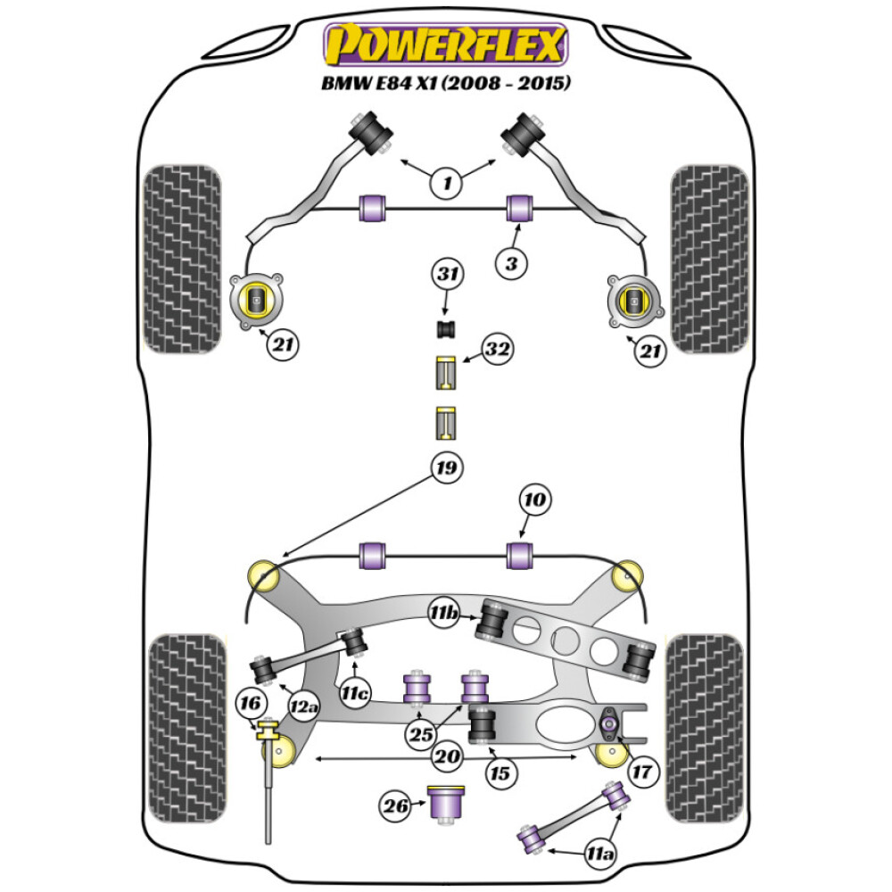 Powerflex BMW   X1 E84 sDrive (2008-2015)  Kit di inserimento del supporto motore Fig.21 (1) PFF5-4020 - immagine 2