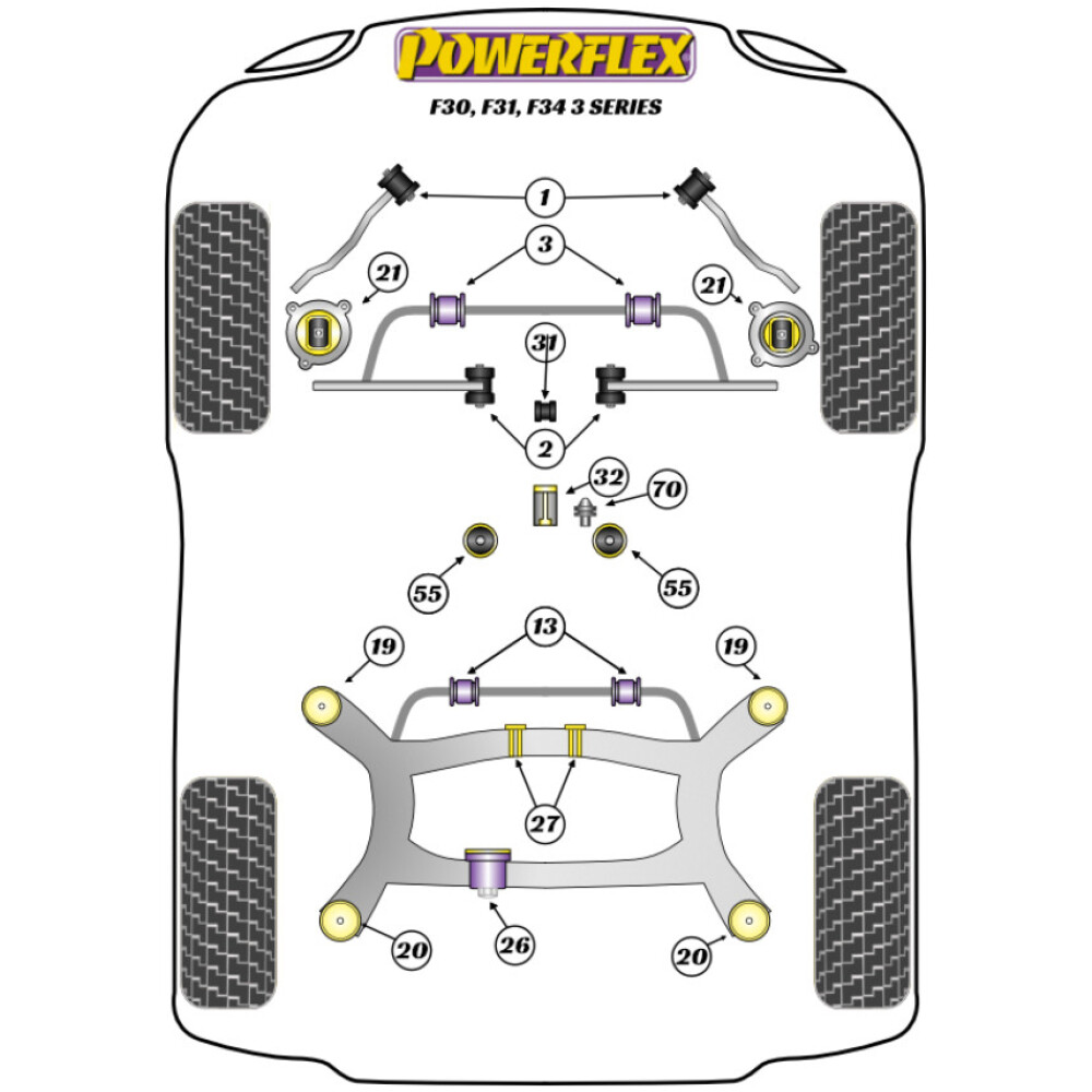 Powerflex BMW Serie 3  F3* Sedan / Touring / GT  Spessore di regolazione dell'altezza di guida (1) PFR5-427 - immagine 2