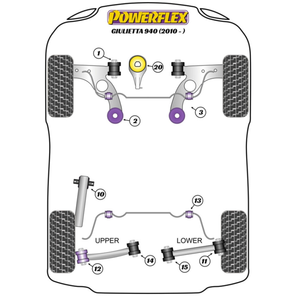Powerflex Alfa Romeo Giulietta 940 (2010 -)    Braccio anteriore Boccola anteriore Camber regolabile Fig.1 (2) PFF1-1001GBLK - immagine 3
